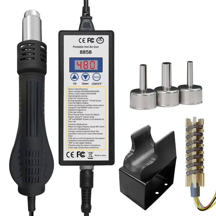 Pistolet à air chaud 8858 Micro, station de soudage numérique LCD, sèche-cheveux pour soudure, 220V 