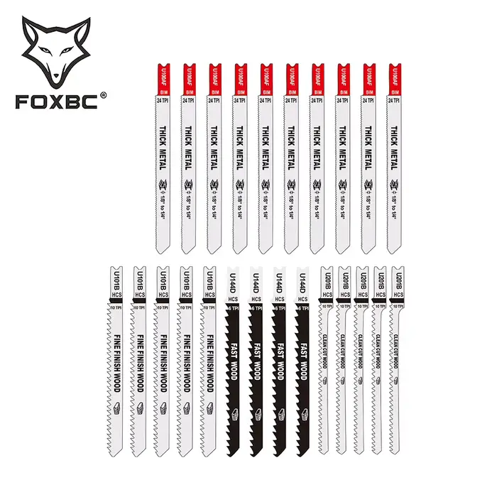 FOXBC-Jeu de scies sauteuses à tige en U pour la coupe du bois et du métal, convient à Ryobi, Black 