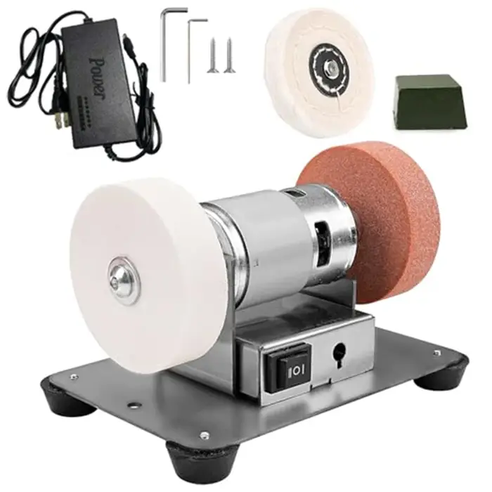 Mini-meuleuse à banc avec 3 roues, machine de meulage électrique multifonction pour le métal, le bois, la fabrication de couteaux, le polissage de bijoux, 6,3 X