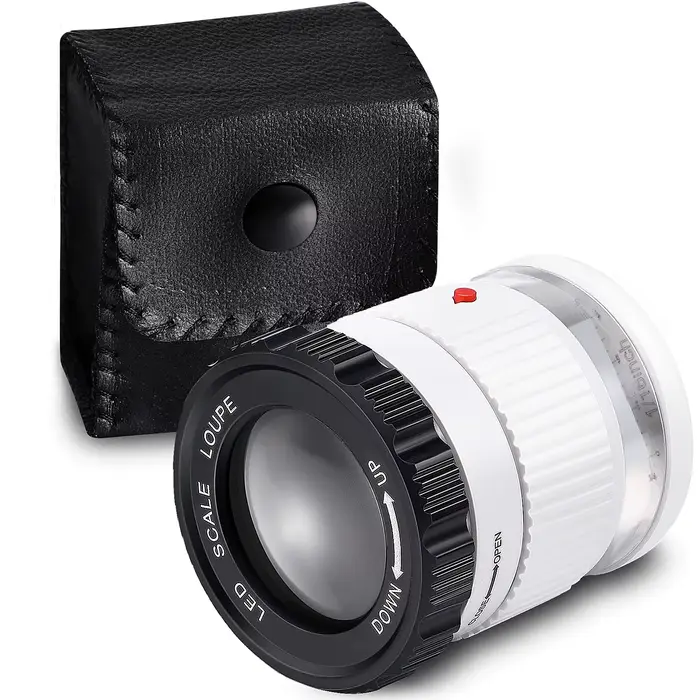 Loupe cylindrique portative 30X avec échelle LED lumière UV Loupe éclairée Focale réglable HD Loupe 