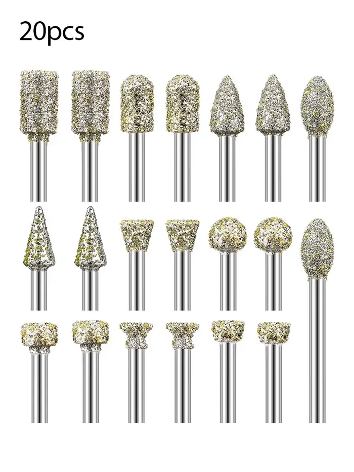 Jeu de forets de meulage en diamant pour outil rotatif Dremel, forets à diamant avec tige de 1/8 pou