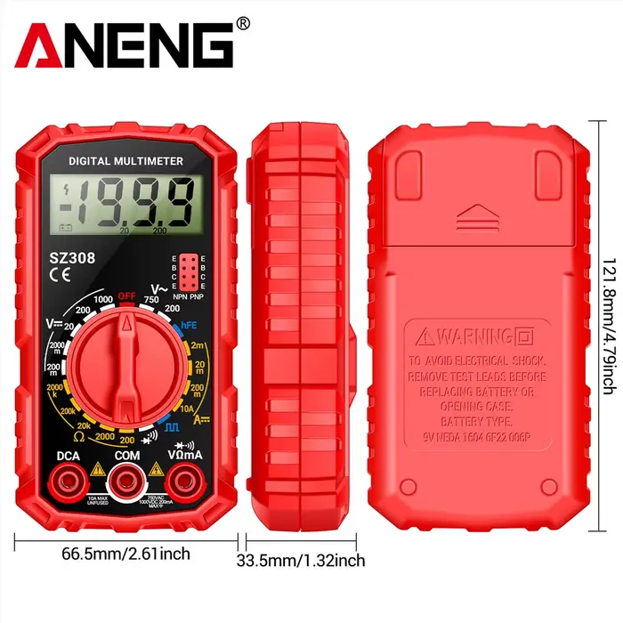 Multimètre numérique ANENG SZ308 1999 points de mesure AC/DC haute précision multifonctionnel pour tension