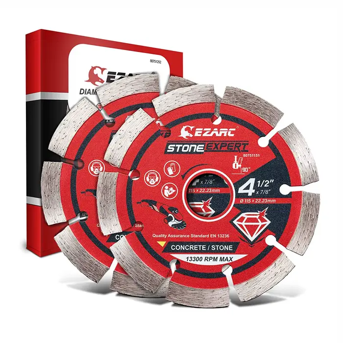 EZARC-Scie diamantée segmentée pour meuleuse d'angle, 5 en effet et 4.5 en effet, 2 pièces, lame de 