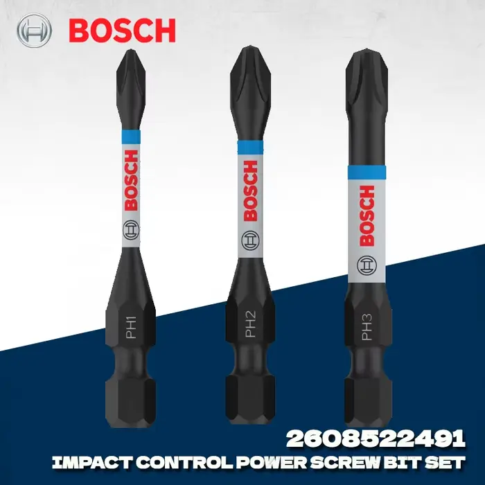BOSCH 2608522491 PH1 PH2 PH3 55MM jeu d'embouts de vis électriques de contrôle d'impact 3 pièces acc