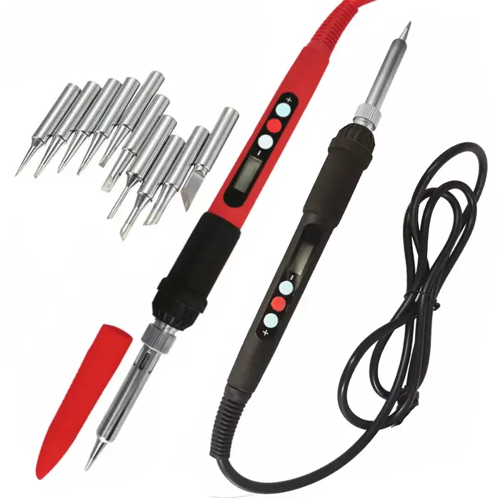 Kit de fer à souder numérique 60W 100V-240V, avec pointes de fer à souder, température réglable, out