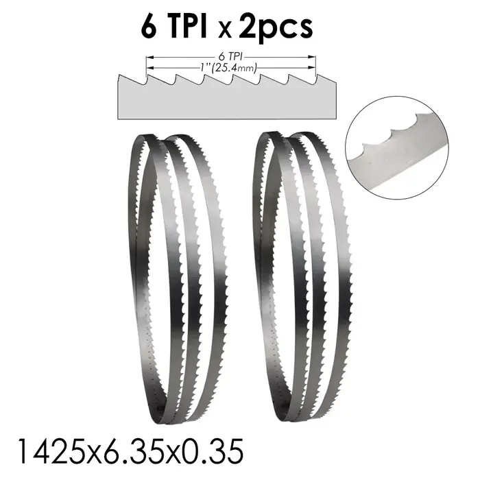 TASP 2 lames de scie à ruban de 1425 mm, 1425x6,35x0,35 mm pour scies à ruban à bois Draper BS250 Nu
