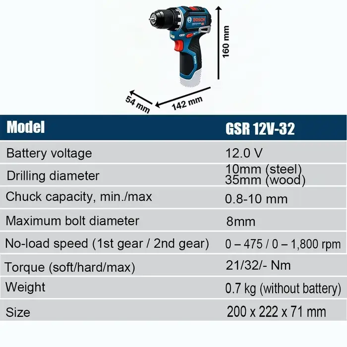 Perceuse-visseuse sans fil Bosch Professional GSR 12V-32