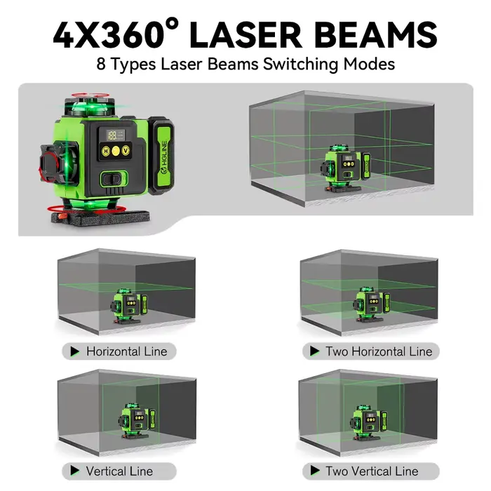 HGLINE 16 lignes niveau Laser APP télécommande niveaux horizontaux verticaux affichage de puissance