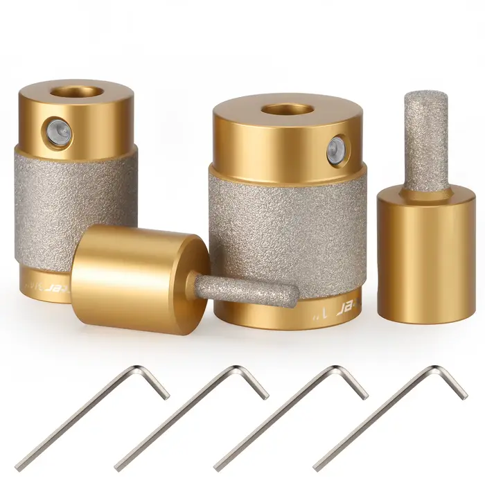 Lot de 4 embouts de meulage diamantés pour vitraux, 1" 3/4" 1/4" 1/8", outil rotatif diamanté double