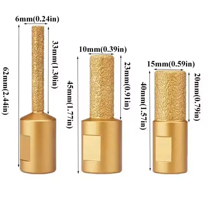 Tête de meulage diamantée M10 de 6, 10, 15 mm, scie cloche brasée, résistante à l'usure, pour meuleuse d'angle, polyvalente, haute performance