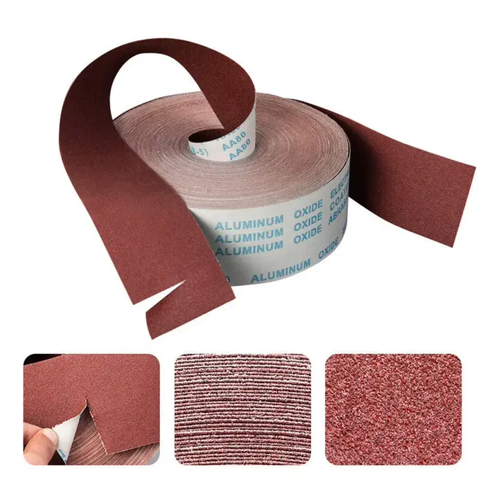 Rouleau de papier de verre, feuilles abrasives de ponçage en tissu émeri, grain 80 100 120 150 180 2