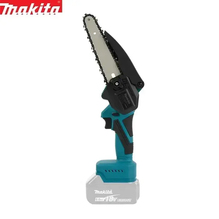 Scie à chaîne portable Makita de 4 pouces | Outil multifonctionnel pour l'abattage et le travail du bois avec batterie
