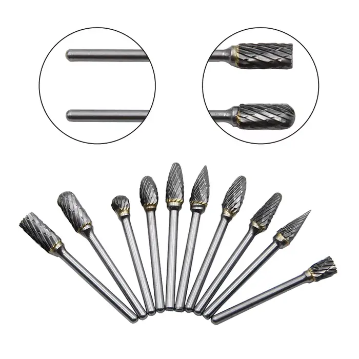 Ensemble de 3 têtes de meulage rotatives à double rayure 6 mm pour ponceuse électrique, polissage du bois, accessoires de sculpture DIY