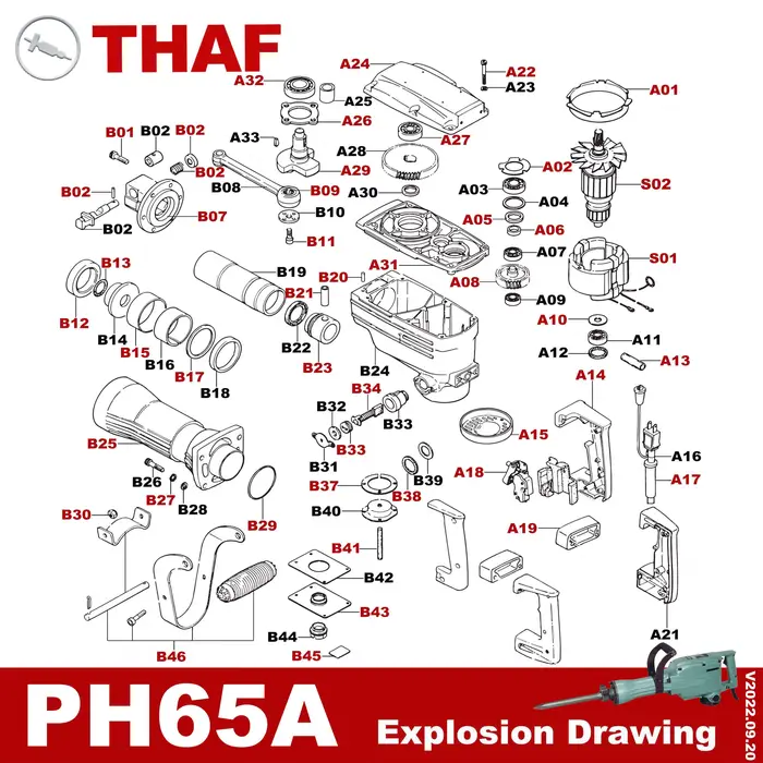 THAF Remplacement Pièces de rechange Outil électrique Accessoires pour HITACHI Marteau A Percussion 