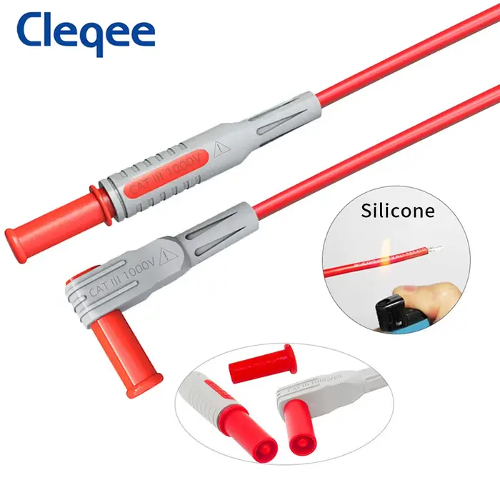 Cleqee P1308D Kit de fils de Test multimètre multifonctionnel en Silicone avec aiguilles tranchantes