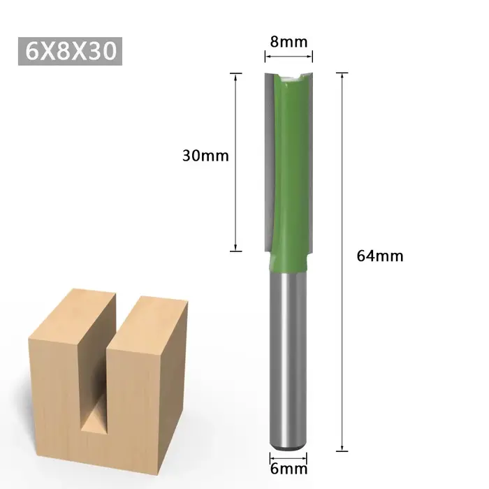 Fraise droite à double denture de 1/4'' (6 mm) pour le bois