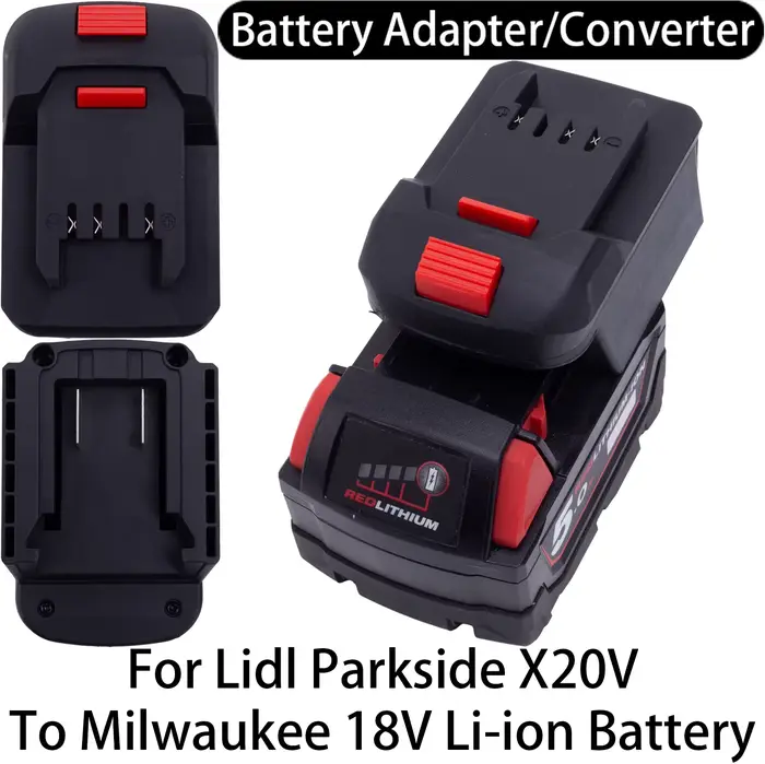 Adaptateur/convertisseur de batterie pour outils Lidl Parkside X20V Li-ion vers batterie Milwaukee 1