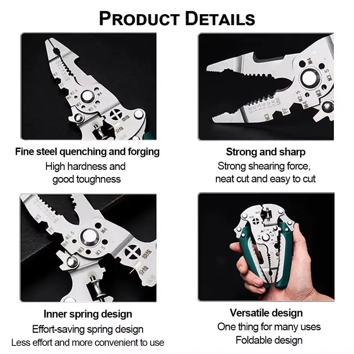 Pince multifonctionnelle pliable pour électricien