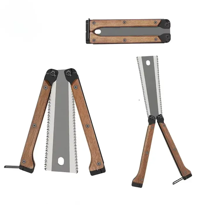 Scie à main pliante double face de style japonais avec manche en bois pour le travail