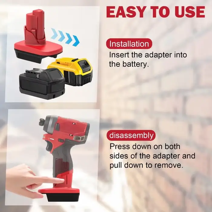 Adaptateur DM12M12 pour outils électriques Milwaukee 12V