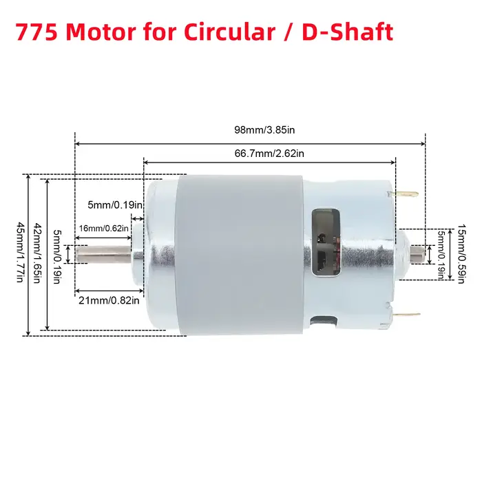 775 moteur à courant continu 12V 24V 3000 tr/min-12000 tr/min Micro moteurs électriques à grand couple pour perceuse tournevis circulaire/arbre D/double arbre