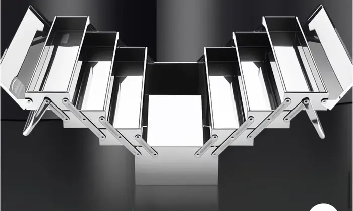 Boîte à outils en acier inoxydable à 4 couches
