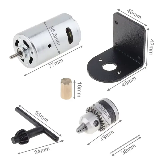 Perceuse à main 12-24V 555/775, moteur de presse de tour pour couper/polir avec mandrin de perçage B