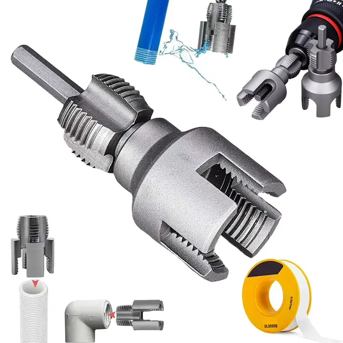 Outil de filetage de tuyau interne et externe intégré, outil de coupe de filetage de tuyau en PVC, K