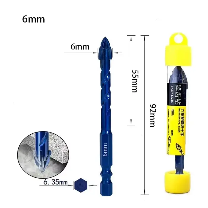 Jeux de forets pour maçonnerie 6-14 mm, jeux de forets pour béton pour carrelage, verre, brique, bét