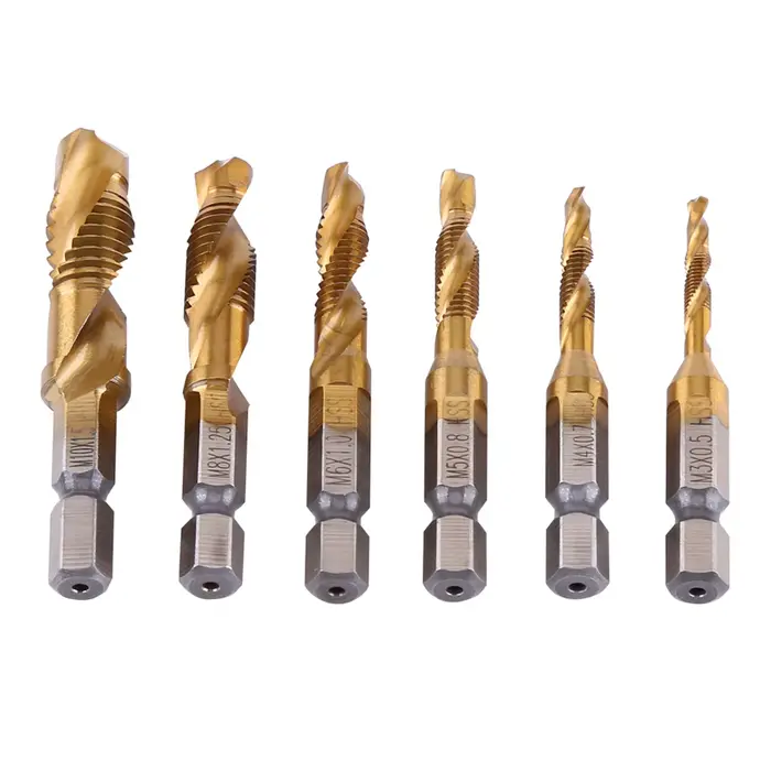 M3-M10 Titane Revêtu HSS Foret et Tarauds 1/4 "Hex Tige Taraudage Outil Filetage