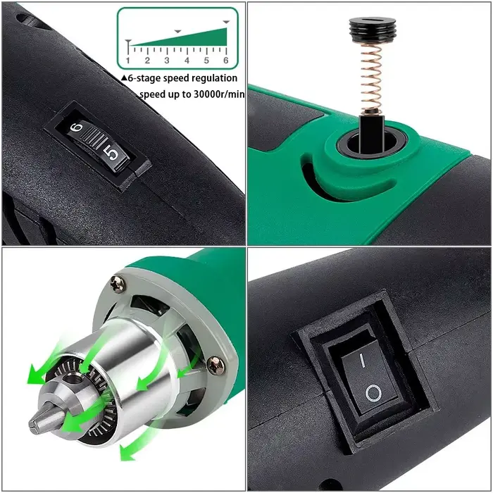 Perceuse électrique haute puissance 480/260W, meuleuse Dremel, machine à polir et ensemble d'accessoires de meulage, outil rotatif de ching BE