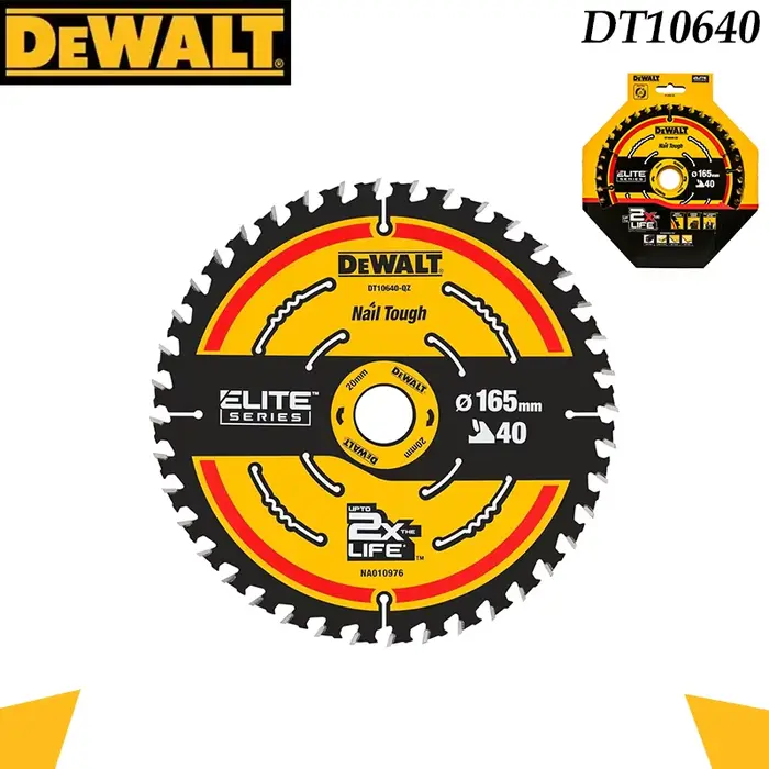 Lame de scie circulaire DEWALT DT10640 ELITE, disque de coupe pour bois TCT 165 mm x 40T pour scies 