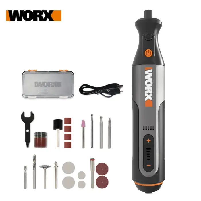 Worx 8V outil rotatif WX106 Mini perceuse sans fil gravure meulage Machine de polissage chargeur USB ensemble d'outils électriques à vitesse Variable
