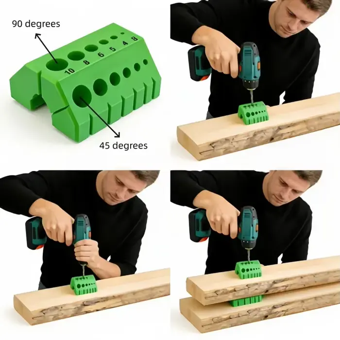 Portable 45 ° /90 ° Guide de perçage d'angle de précision avec échelle numérique pour perceuse électrique