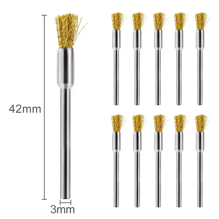 CMCP 10/20 pièces 3mm tige en laiton fil roue brosse brosse de polissage pour Mini perceuse métal an