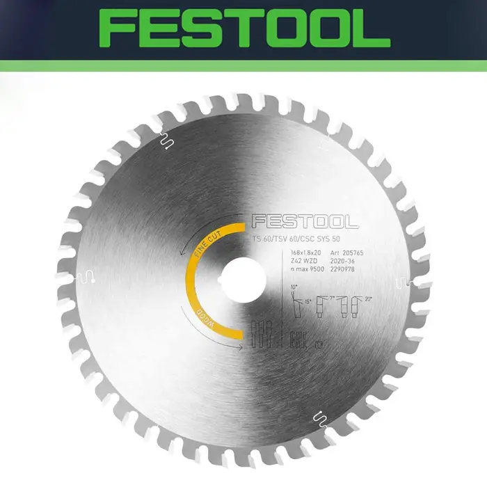 FESTOOL 205765 Lame de scie à bois à coupe Fine 168x1.8x20 42 dents