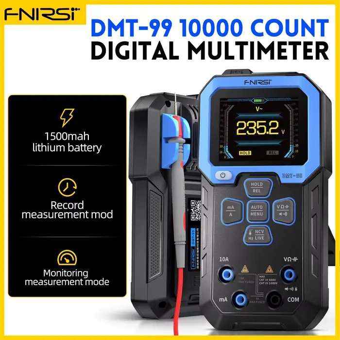 FNIRSI DMT-99 Numérique DMM 9999 Comptes Intelligent Professionnel Testeur 1000V 10A True RMS Auto Range AC DC Ohm Hz puzzles itance