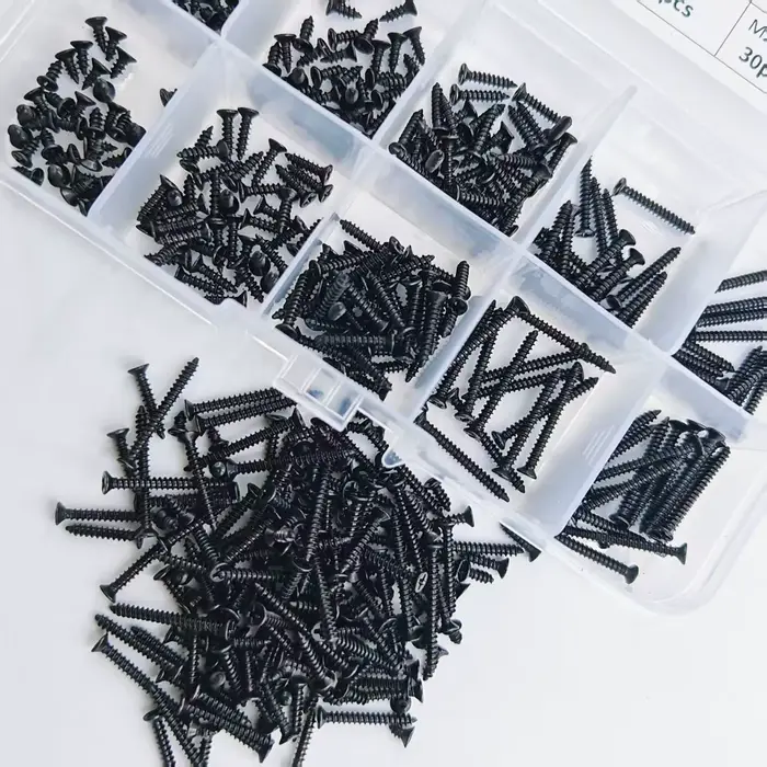 Jeu de vis autotaraudeuses M2 de 300 pièces en différentes tailles et styles - assemblage d'appareils comprenant des boîtes de rangement pratiques