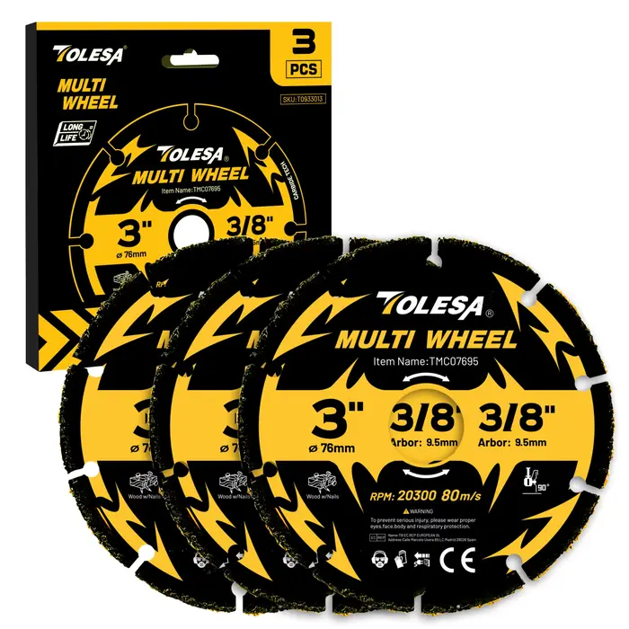 TOLESA Lot de 3 disques de coupe en carbure de 3 pouces pour meuleuse d'angle, pour le bois, le bois