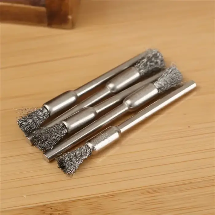5/10 pièces brosses à crayons en acier inoxydable monté fil roue mandrin ensemble Dremel accessoire 