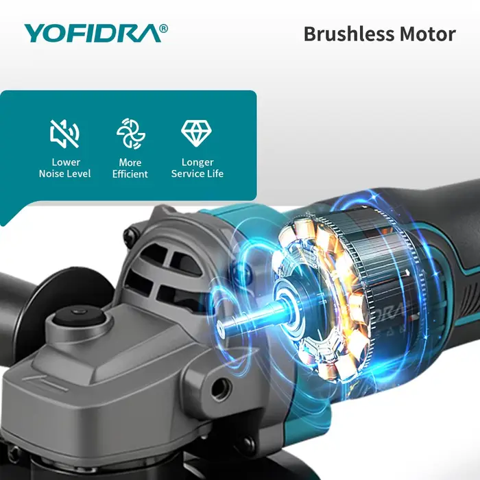 YOFIDRA 125mm M14 meuleuse d'angle sans brosse Machine de découpe meuleuse d'angle électrique sans f