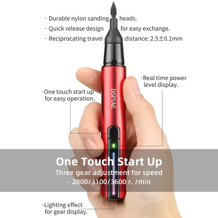 Stylo de ponçage électrique DSPIAE ES-A à action alternative - Ponceuse rechargeable par USB pour modèles en plastique et artisanat Gundam