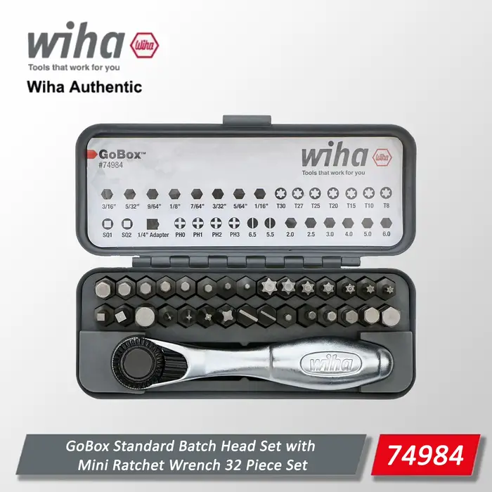 Wiha 32 pièces GoBox, jeu de clés à cliquet multifonctionnelles miniatures