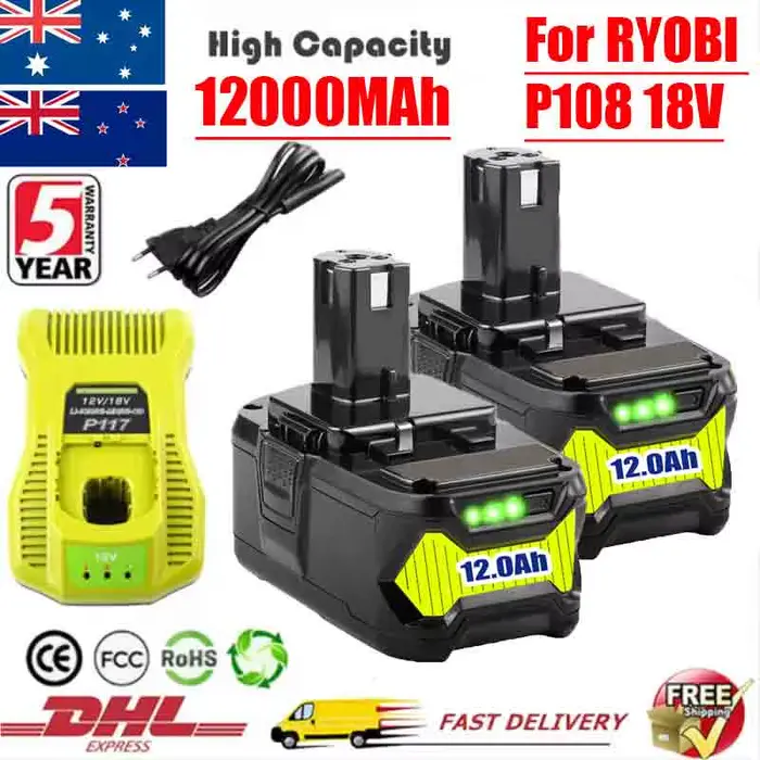 12Ah pour batterie RYOBI 18V P108 18V One + Plus
