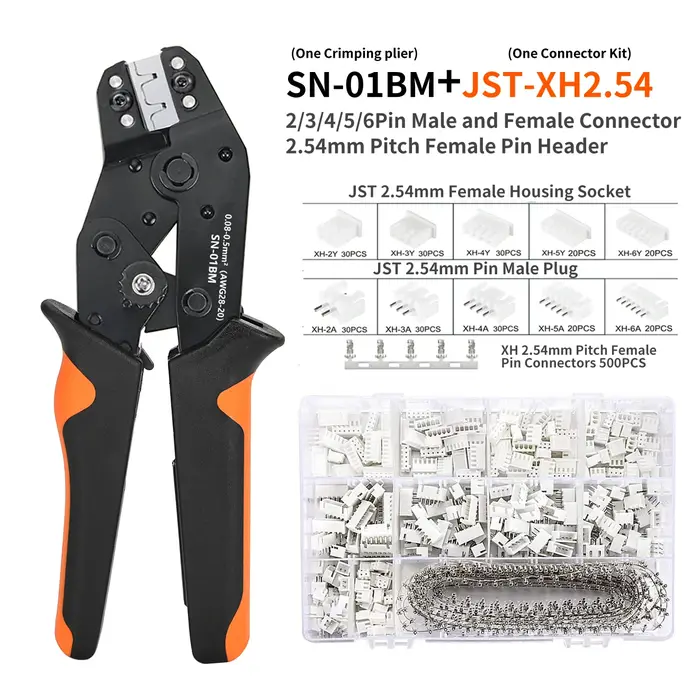 01BM Kit d'outils de sertissage pince à sertir à cliquet avec 1550 connecteurs Dupont 2.54mm et 760