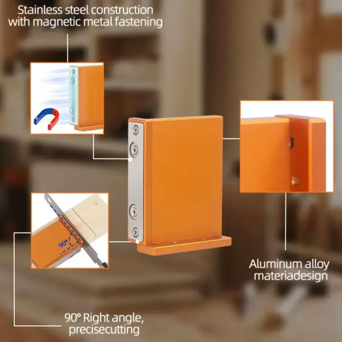 Guide de coupe magnétique en aluminium à angle droit pour la menuiserie