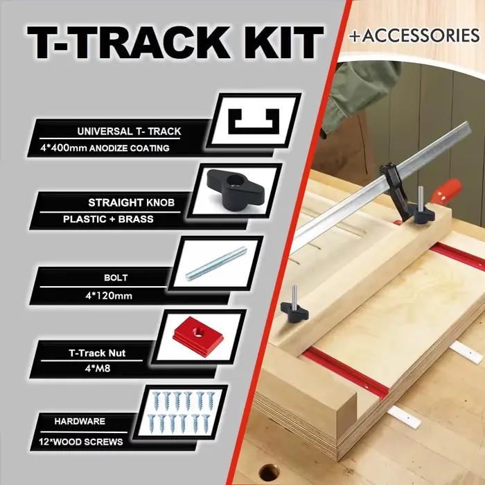 Travail du bois 30 # Kit de piste en T avec accessoires