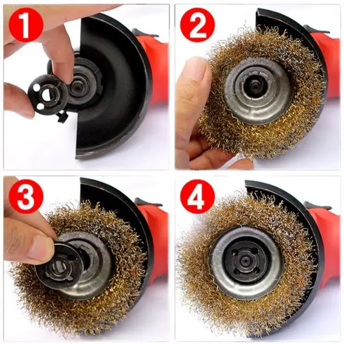 Brosse en fil d'acier de 4 pouces (125-150 mm) pour meuleuse d'angle