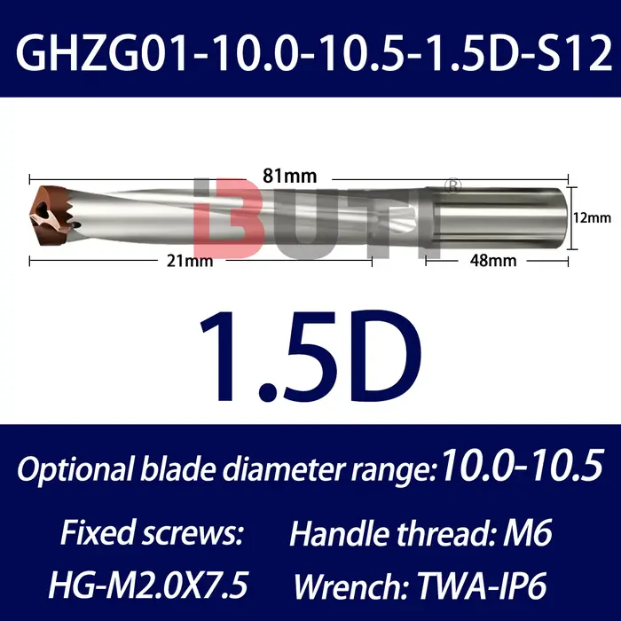 GHZH01 100-105-1.5D12S0 perceuse à couronne 1.5 fois 3 fois 5 fois perceuse Violente étendue interne