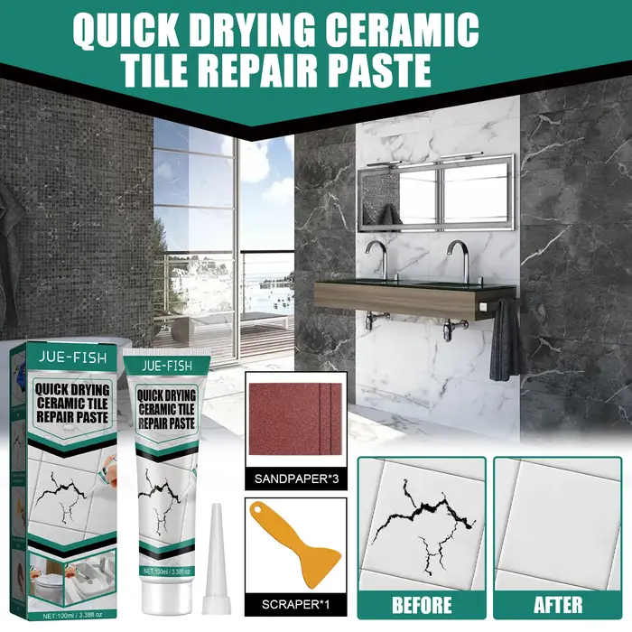 Jue-Fish Quick Drying Non-Toxic Strong Sticky Tiles Cracks Adhesive Glue Multipurpose Waterproof Cer